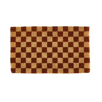 Checkers Door Mat - Tan