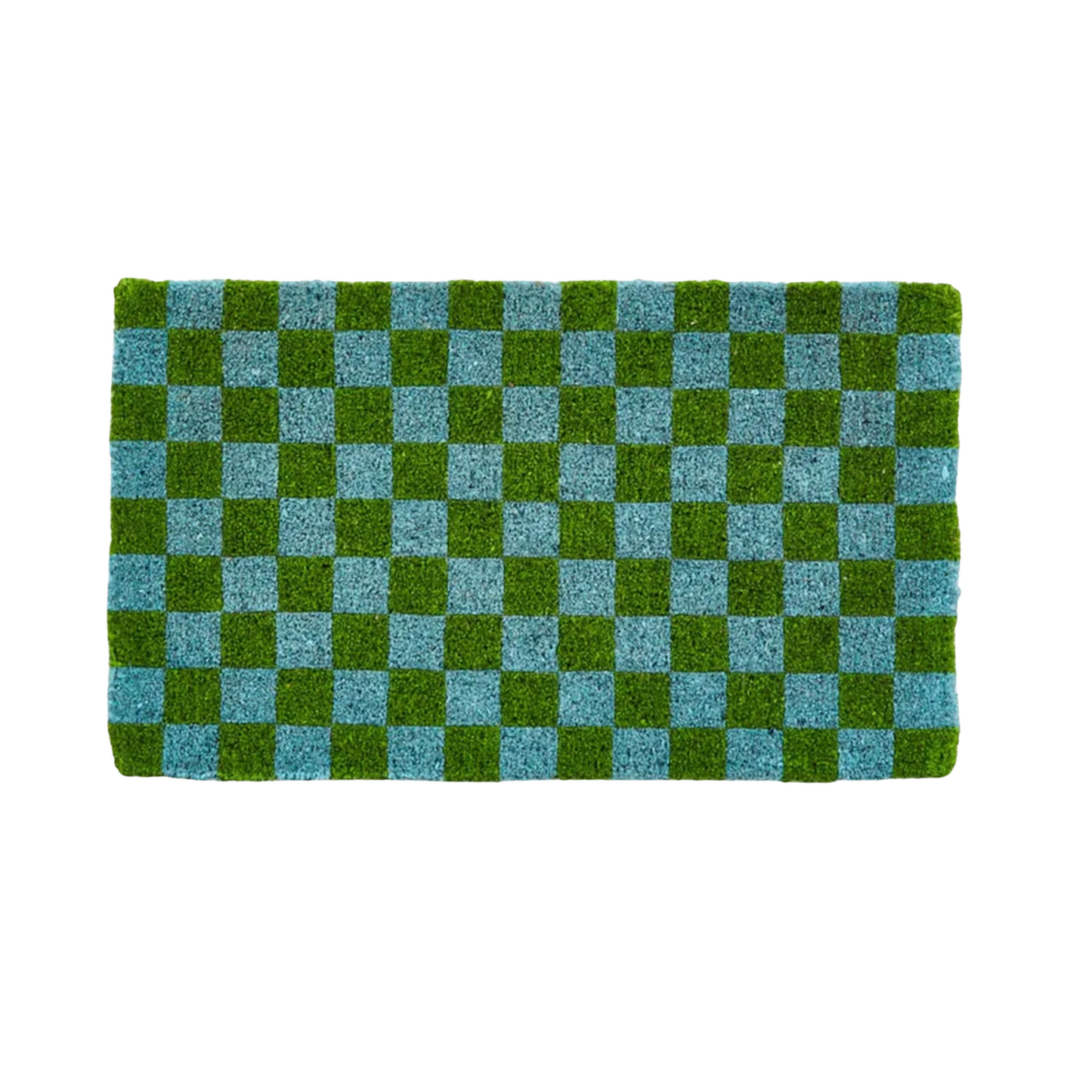 Checkers Door Mat - Blue/Green