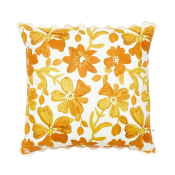 Small Dogwood Cushion - Mustard (Fringe)