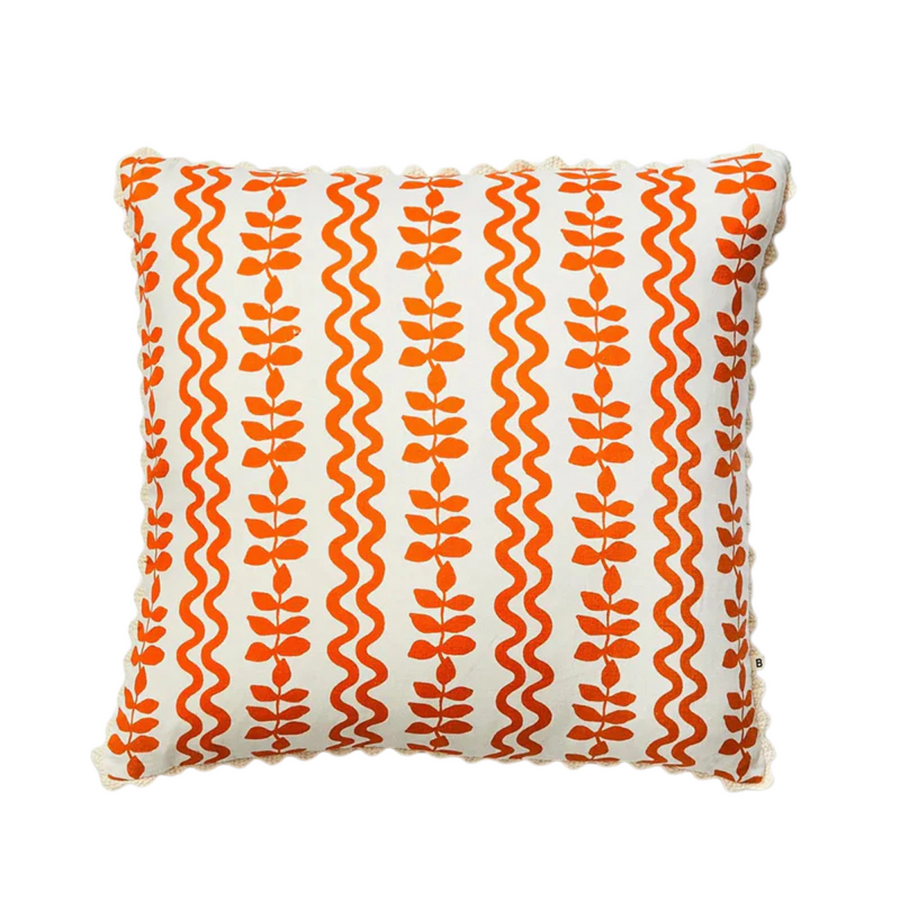 Ferns & Waves Cushion - Rust