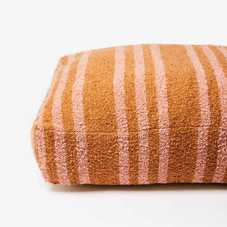 Boucle Trio Stripe Floor Cushion - Tan Pink