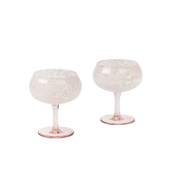 Dots Glass Coupe Set of 2 - Pink