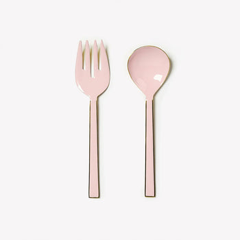 Salad Servers Set of 2 - Enamel Pink