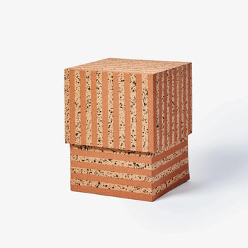 Cork Square Side Table - Stripe Natural