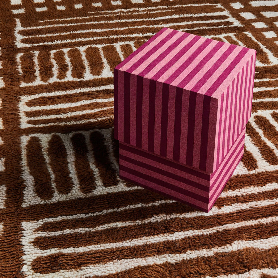 Cork Square Side Table - Stripe Pink