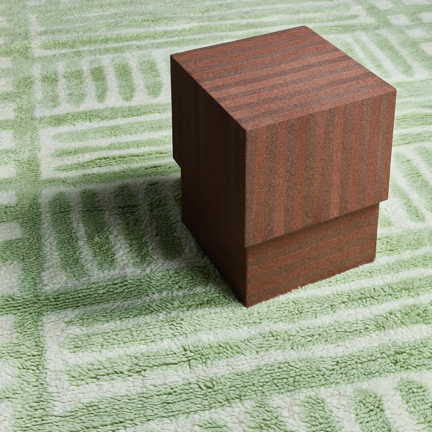 Cork Square Side Table - Stripe Chocolate