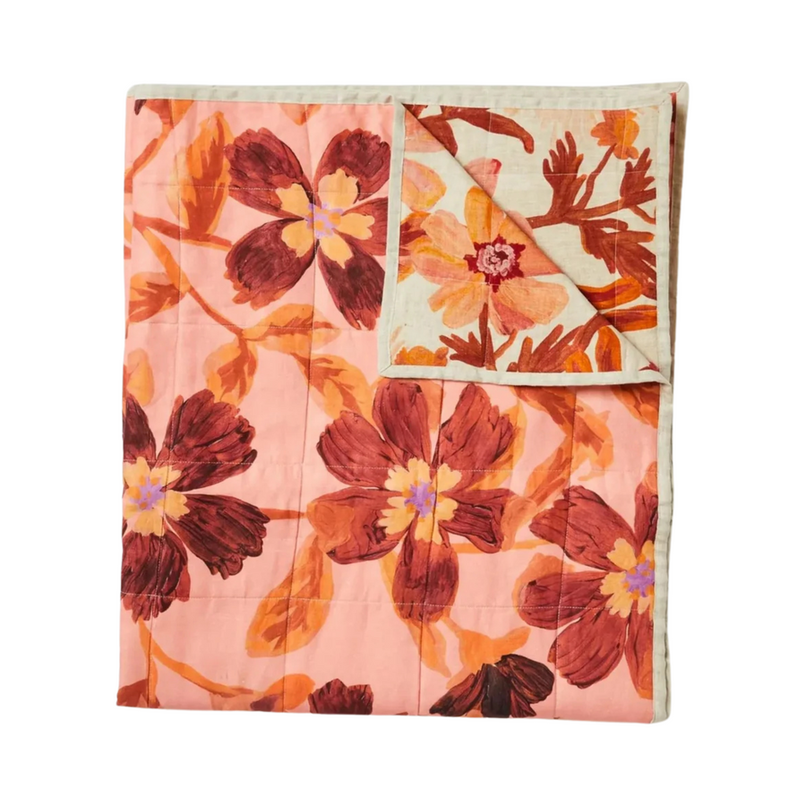 Cosmos Quilted Throw - Pink