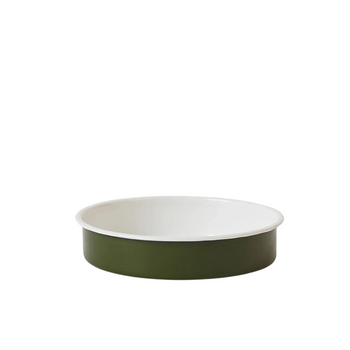 Enamel Round Baking Tray Medium - Olive/White