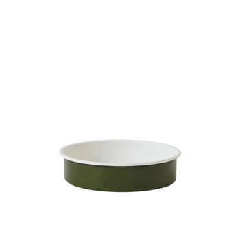 Enamel Round Baking Tray Small - Olive/White