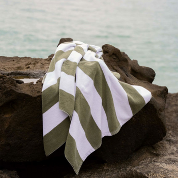 Stripe Beach Towel - Olive/White