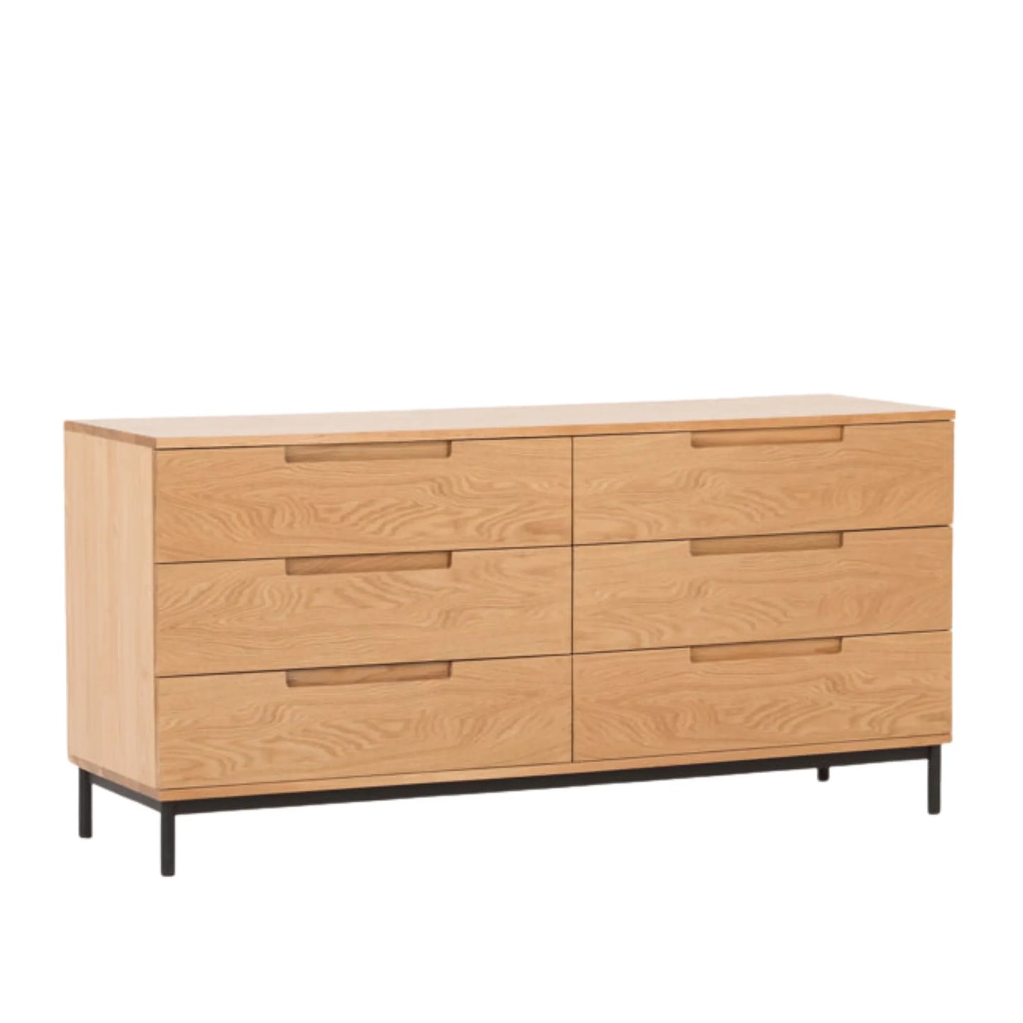 Bureau 6 Drawer Chest - Oak