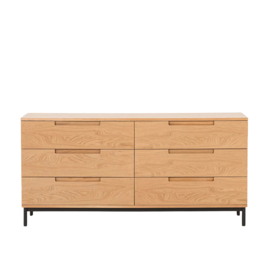 Bureau 6 Drawer Chest - Oak