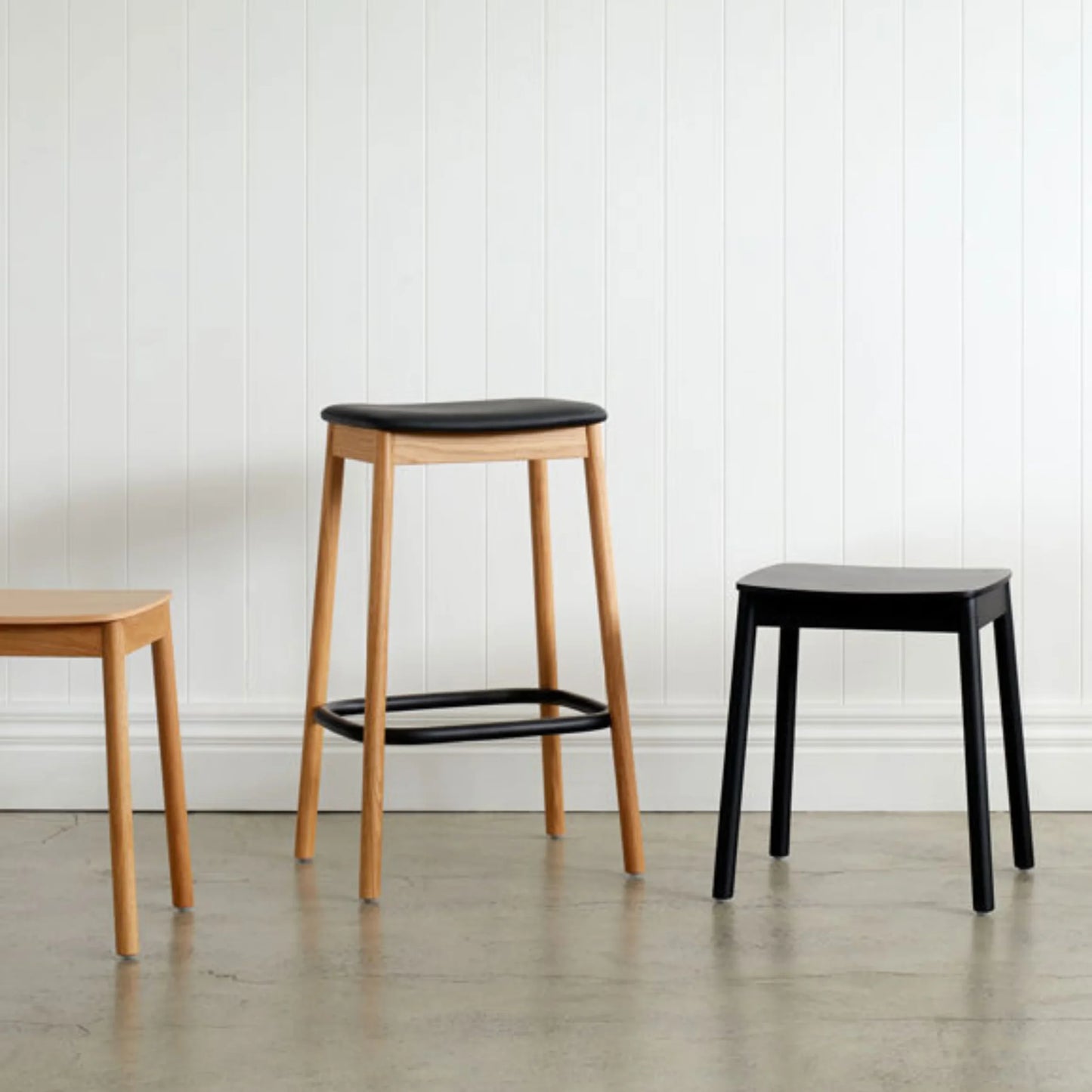 Radial Stool 65cm - Leather/Oak