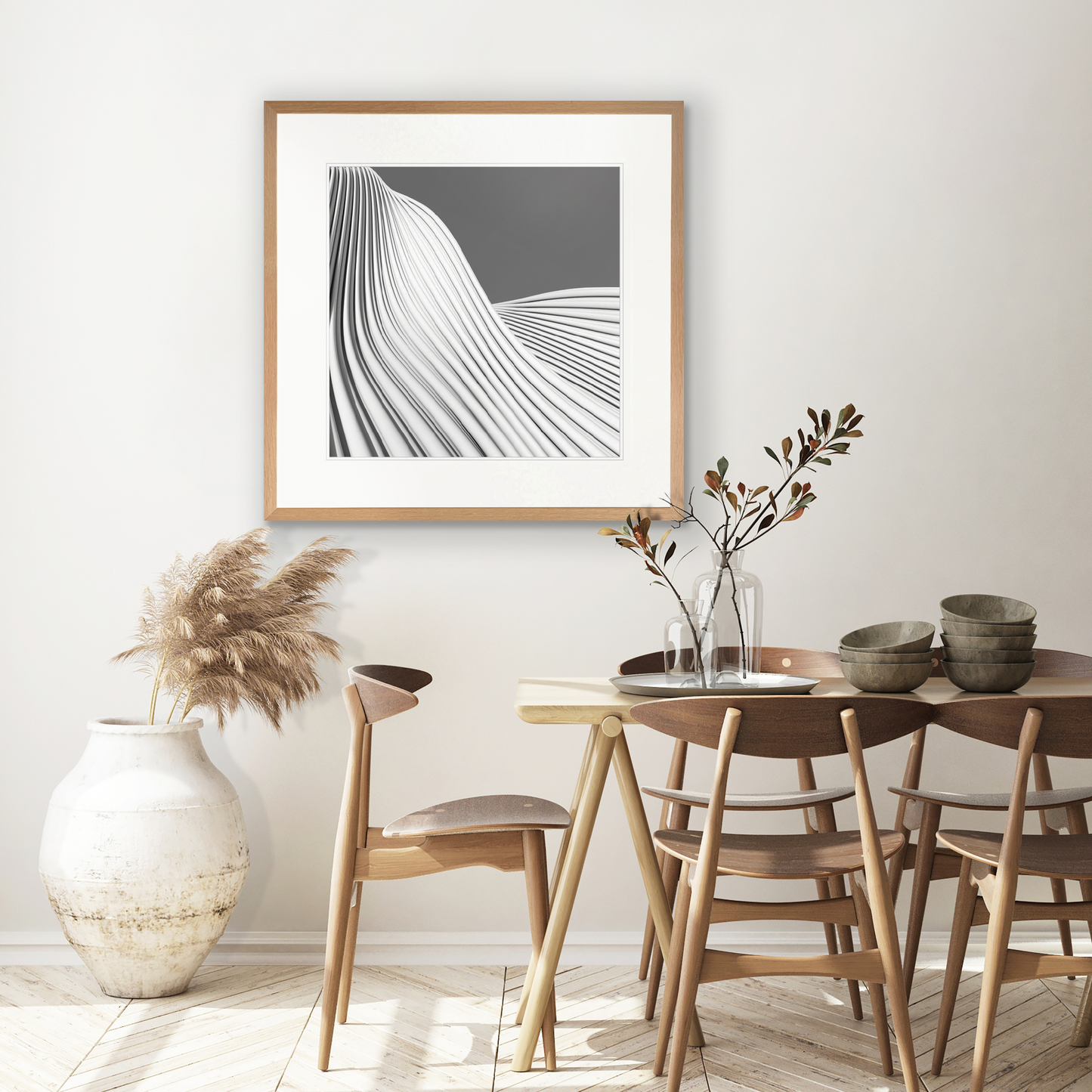 Contours I Print 100cm x 140cm Whitewash Oak Frame