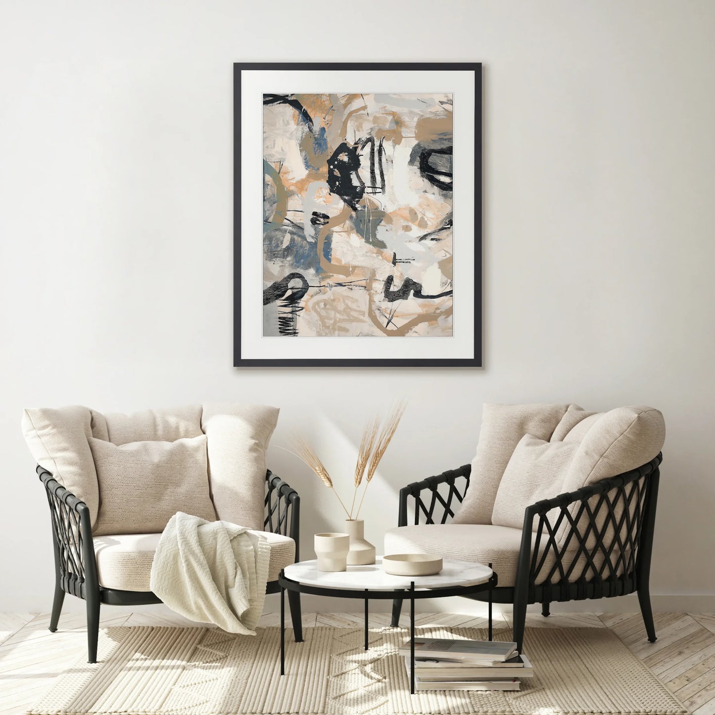 Darlana Abstract I Print 87cm x 107.6cm Whitewash Oak Frame