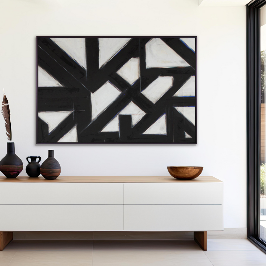 Subway Abstract II - Platinum Canvas Print 123cm x 183cm Oak Frame