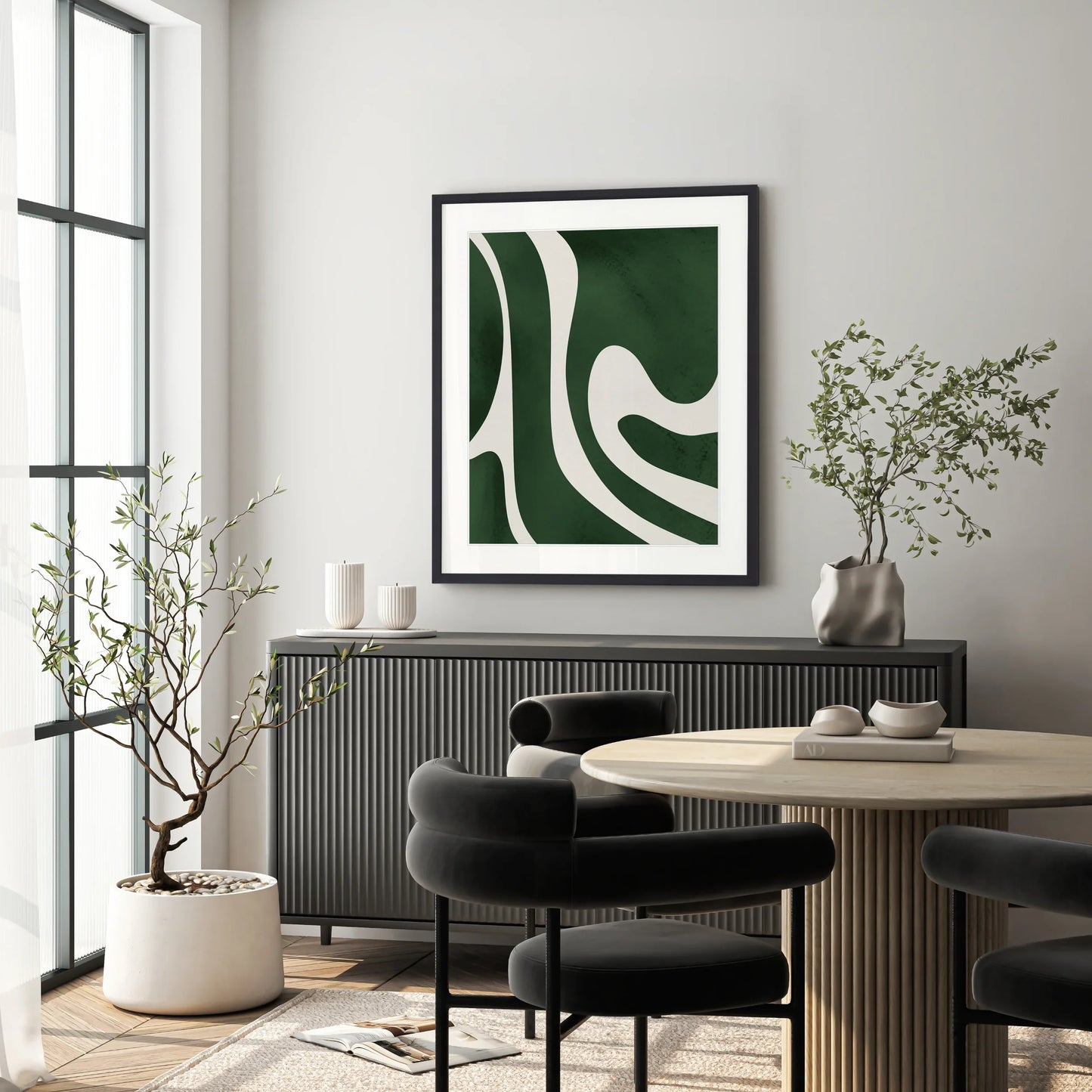 Linea Abstract II Print 87cm x 107.6cm Black Frame