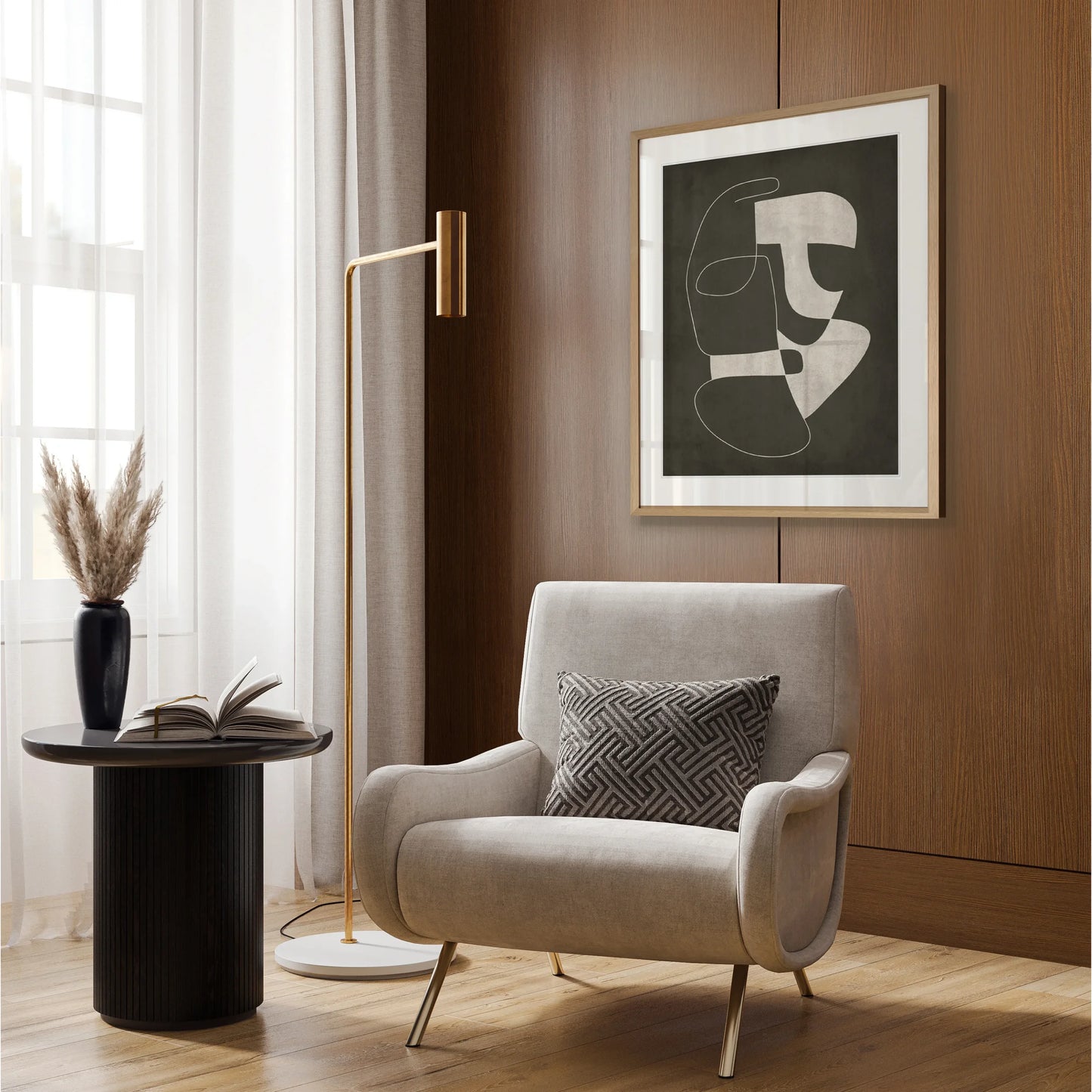 Pessoa Modern Print VII 63cm x 82cm Whitewash Oak Frame