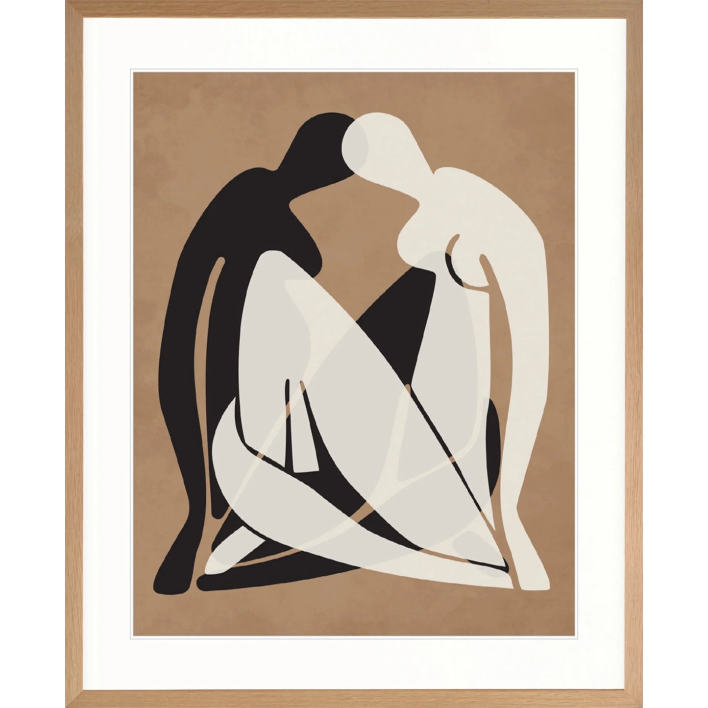 Amoureux Silhouette II Print 63cm x 82cm Whitewash Oak Frame