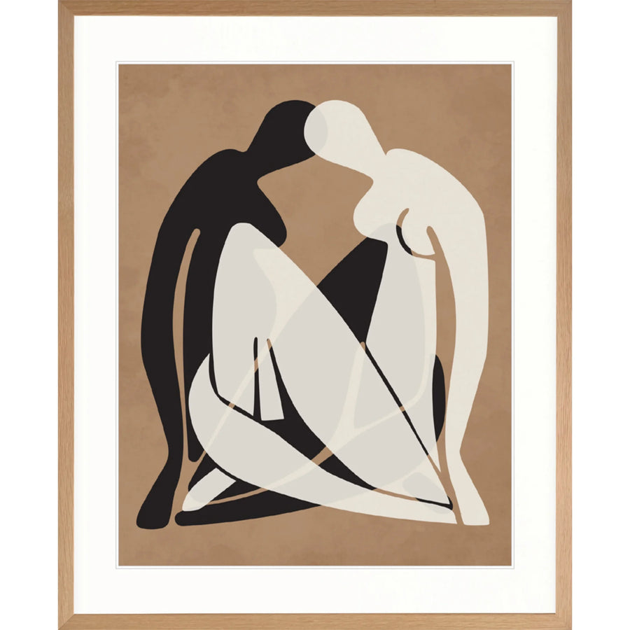 Amoureux Silhouette II Print 87cm x 107.6cm Whitewash Oak Frame