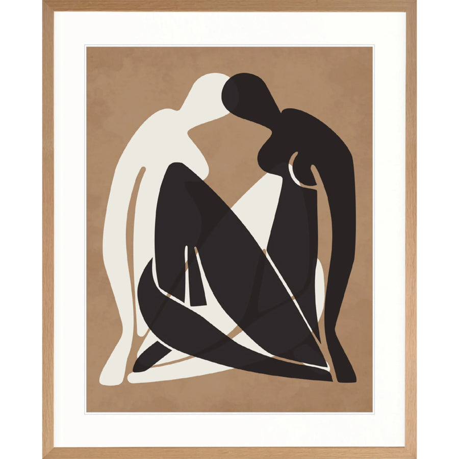 Amoureux Silhouette III Print 87cm x 107.6cm Whitewash Oak Frame