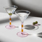 Stripe Martini Glasses - Set of 2 - Pink/Amber