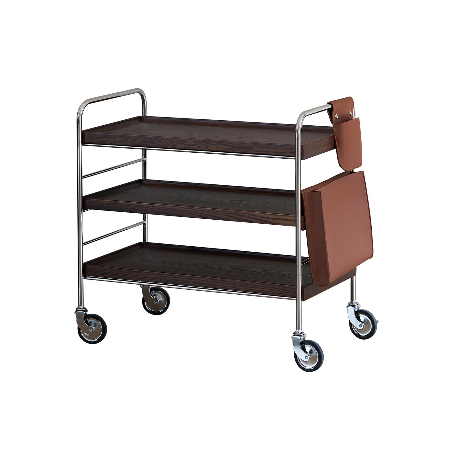 Flowing 3 Shelf Trolley - Brown/Leather