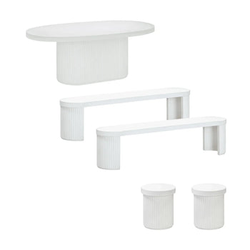 Furrow Outdoor Dining Package 200cm - White Concrete