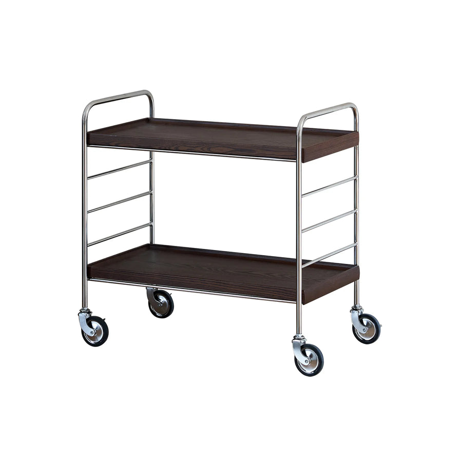 Flowing 2 Shelf Trolley - Brown/Black