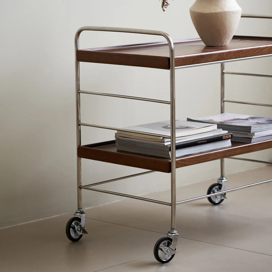 Flowing 2 Shelf Trolley - Brown/Black