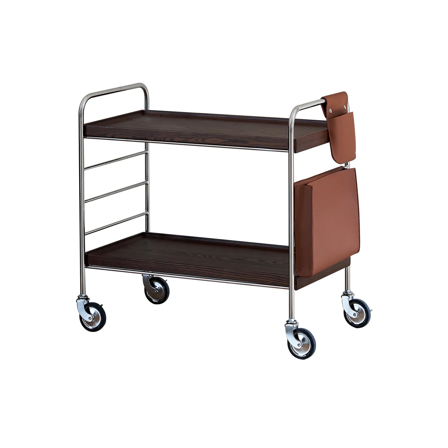 Flowing 2 Shelf Trolley - Brown/Leather