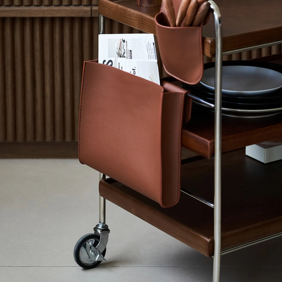 Flowing 2 Shelf Trolley - Brown/Leather