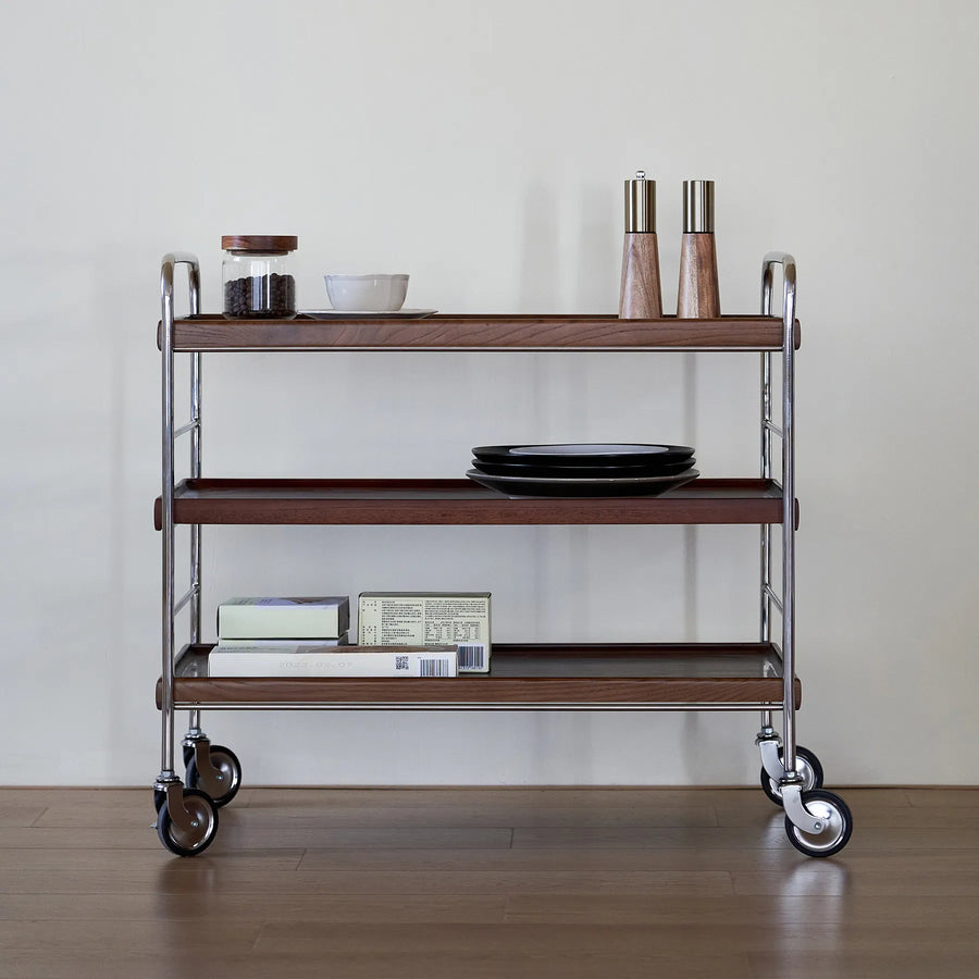 Flowing 3 Shelf Trolley - Brown/Black