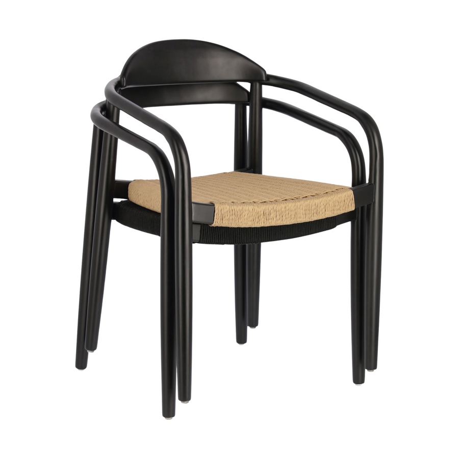 Nina Outdoor Dining Chair - Black/Beige Rope