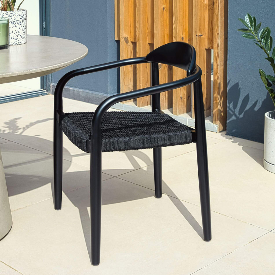 Nina Outdoor Dining Chair - Black/Black Rope