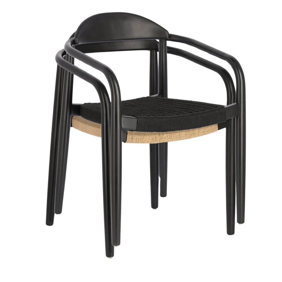 Nina Outdoor Dining Chair - Black/Black Rope