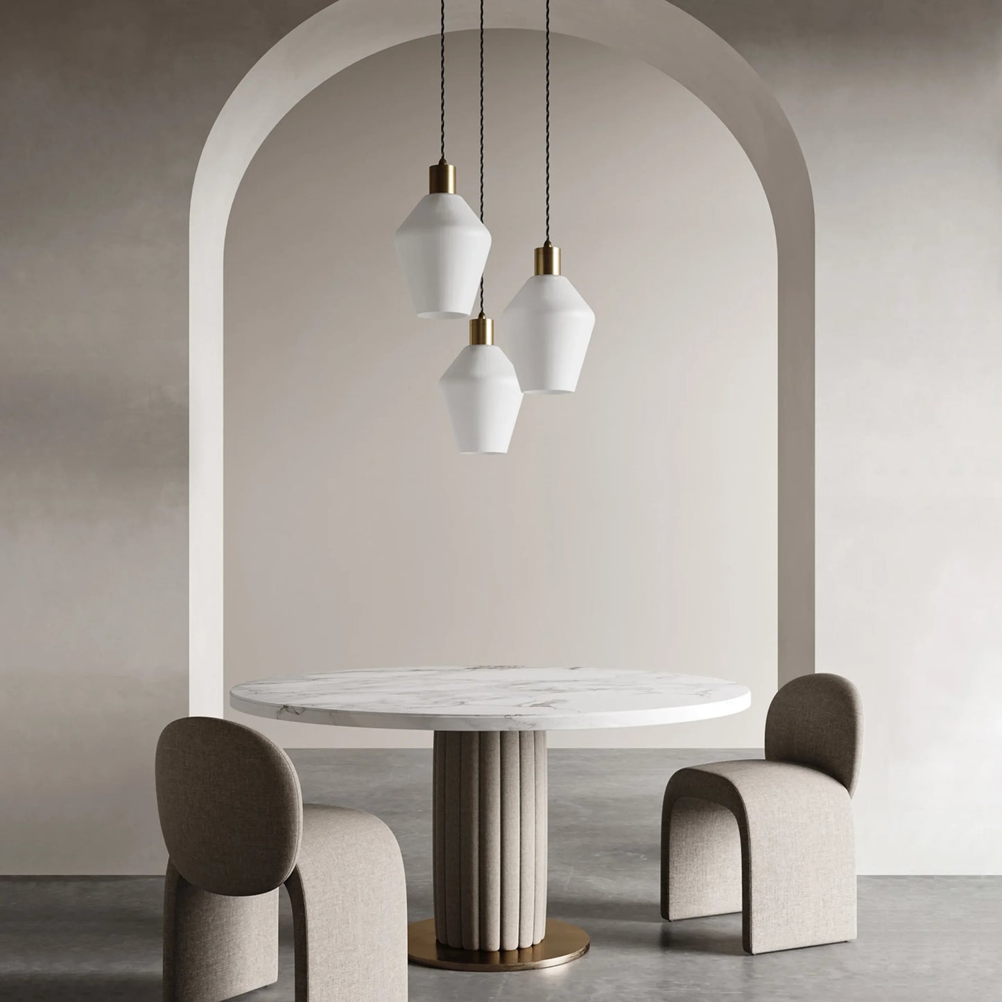 Parlour Geo Pendant - Brass/White