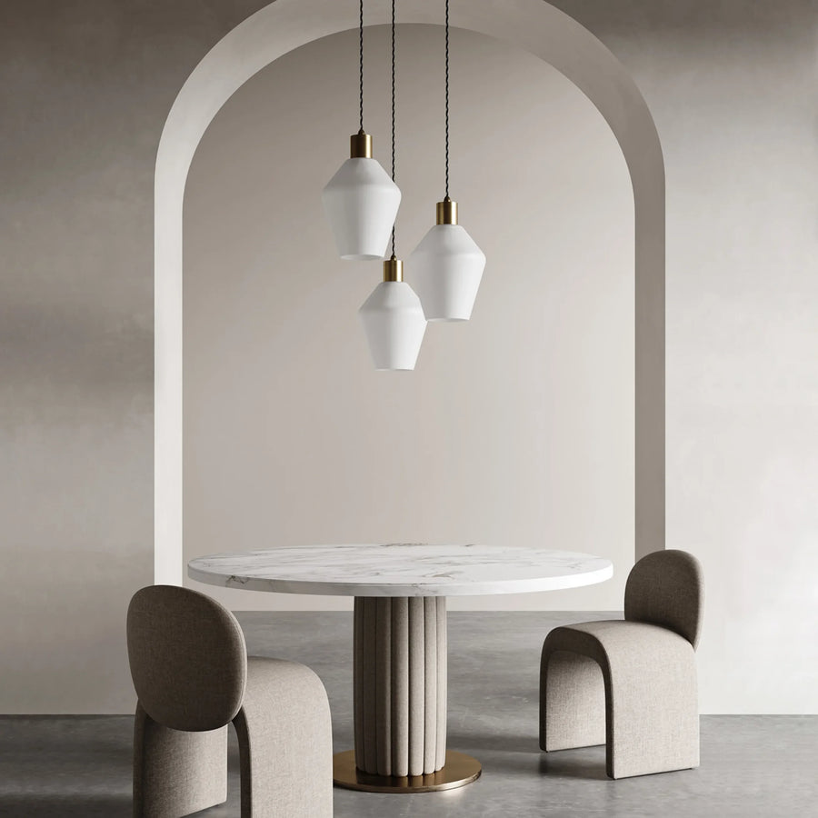 Parlour Geo Pendant - Brass/White