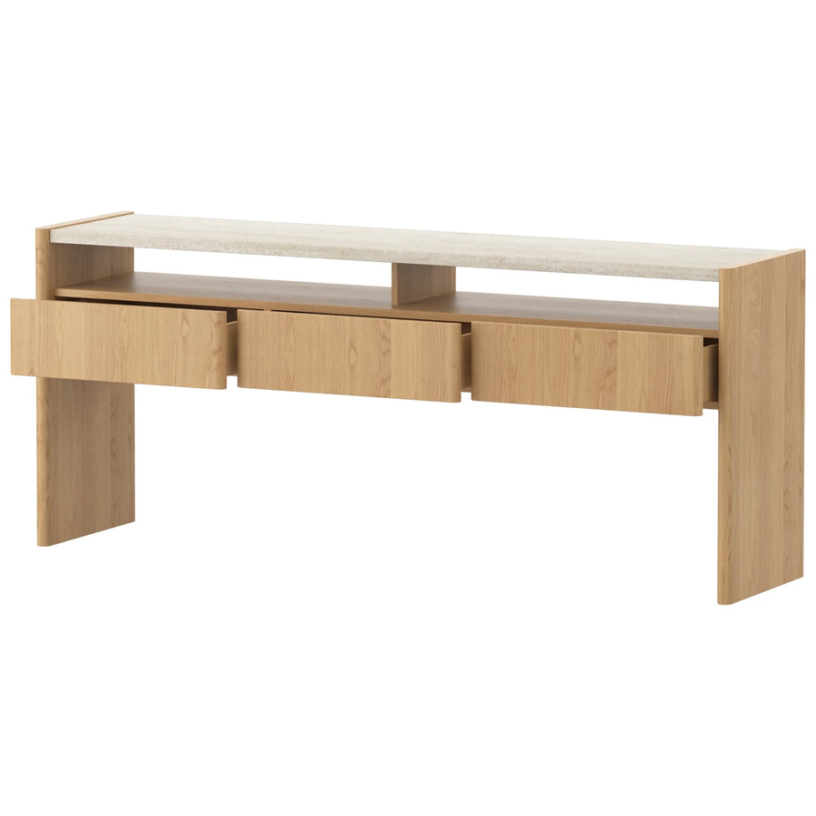 Stella Console Table 180cm - Oak/Travertine