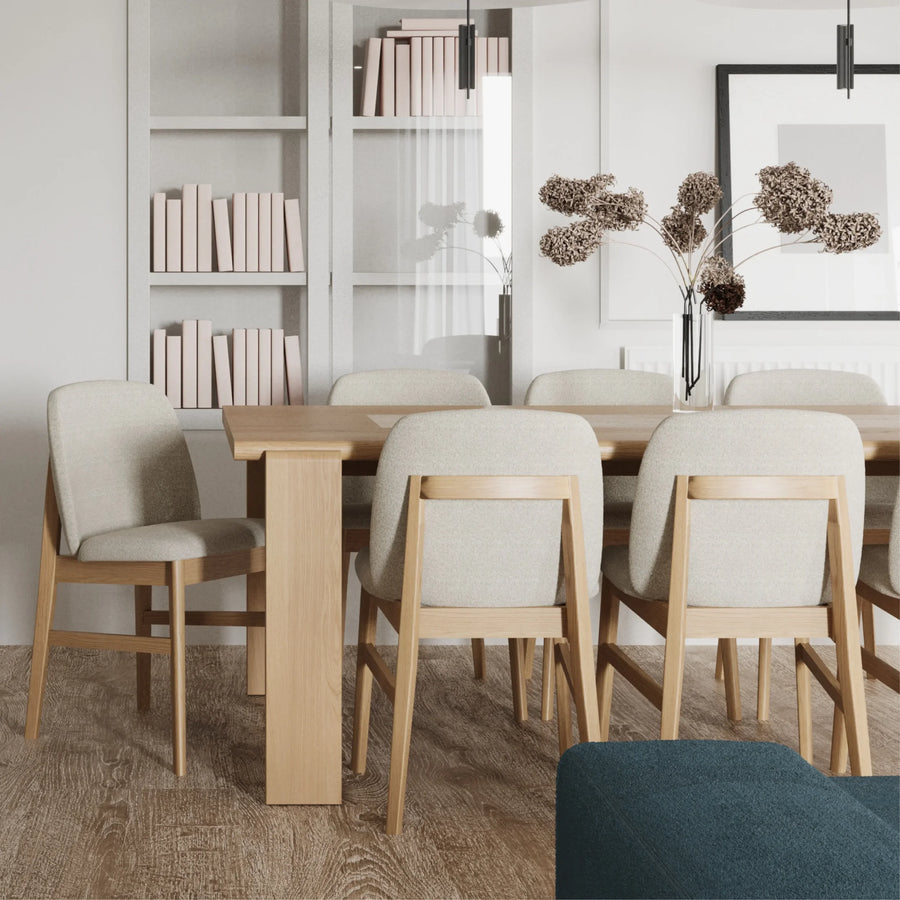 Stella Dining Table 220cm - Oak/Travertine