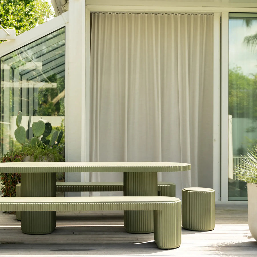 Nova Outdoor Dining Bench 210cm - Green Concrete