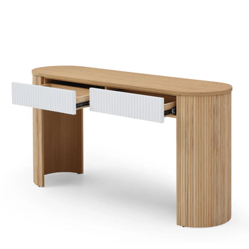 Blackwell Console Table - Oak / White Ceramic