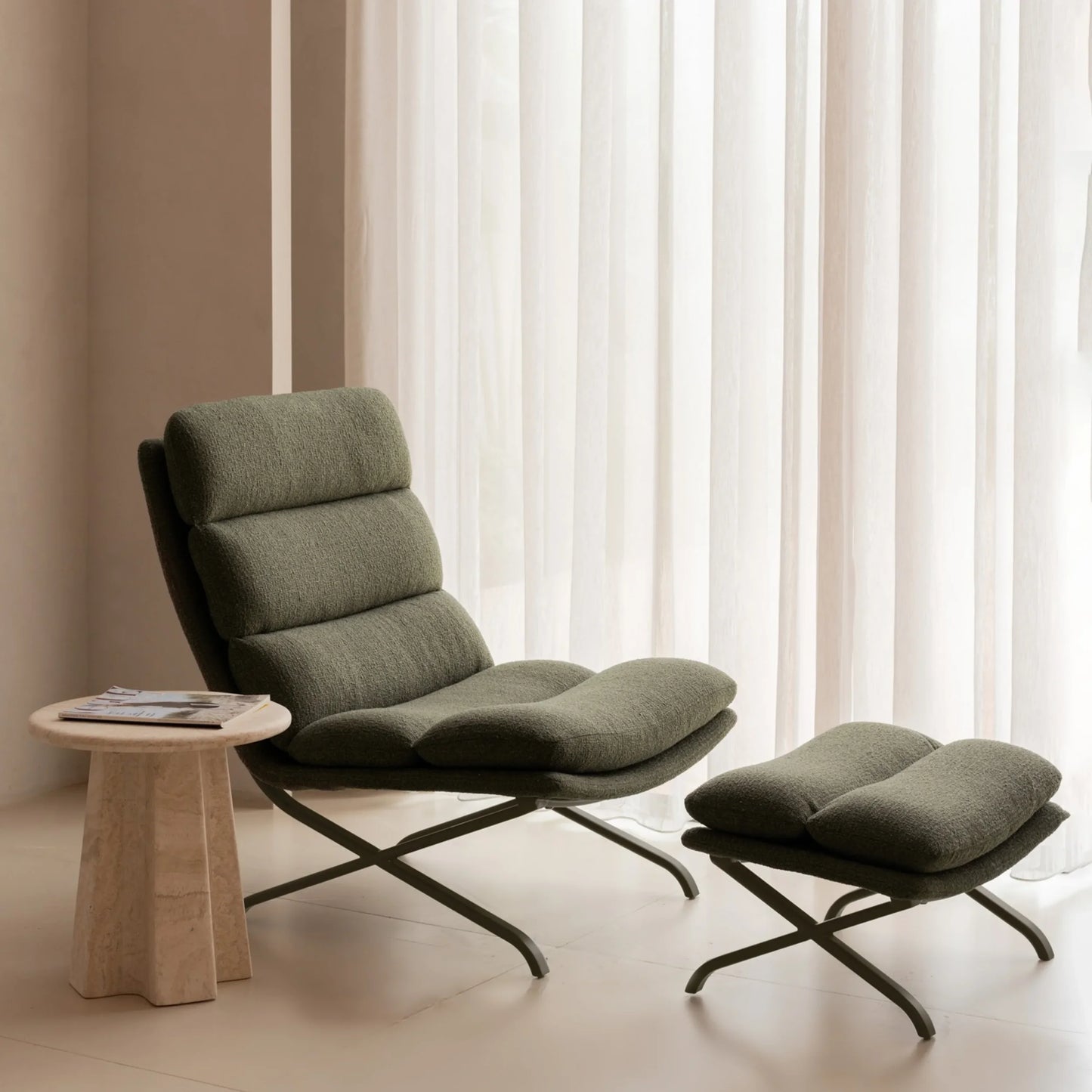 Arvi Occasional Chair & Ottoman - Green