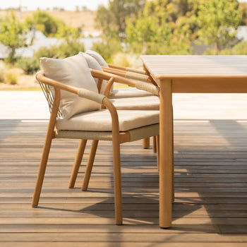 Burnett Outdoor Dining Chair - Eucalyptus / Beige