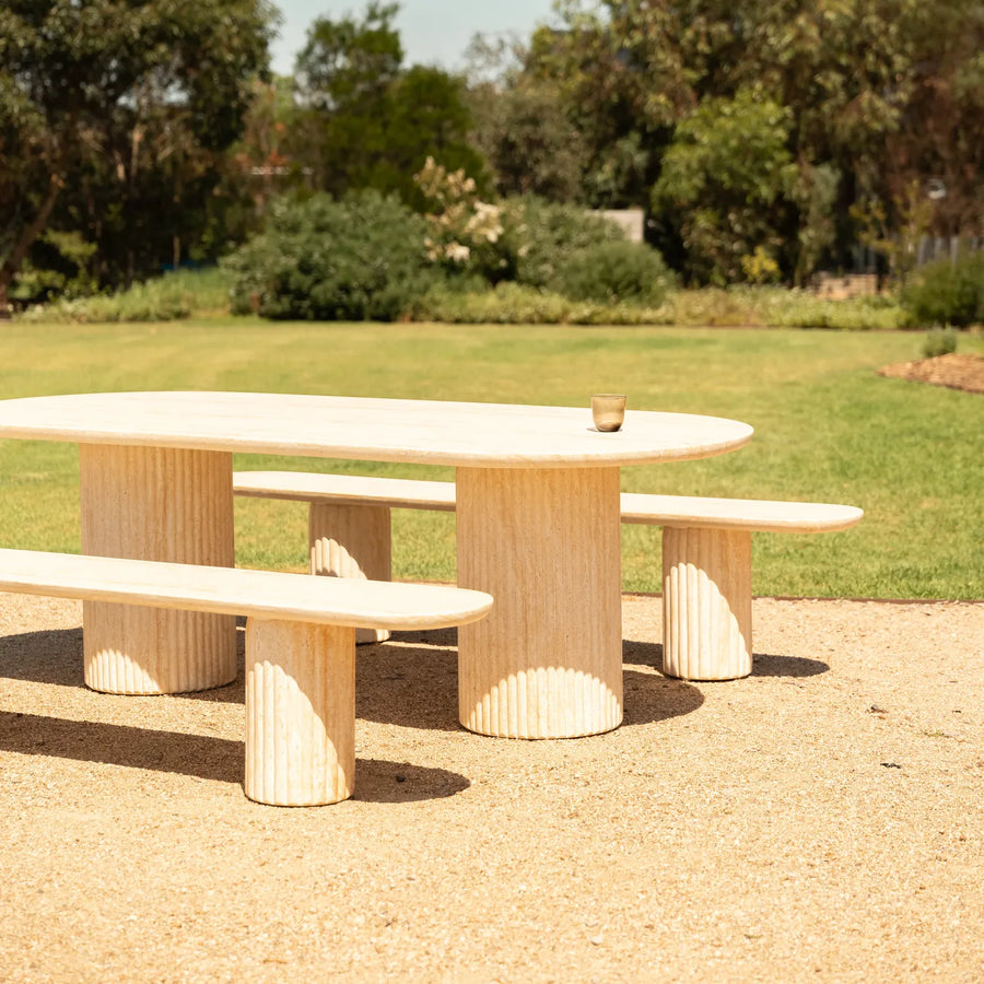 Arlie Outdoor Dining Table 240cm - Travertine Finish