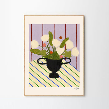 Flowers on Striped Cloth Print 50Cm x 70Cm