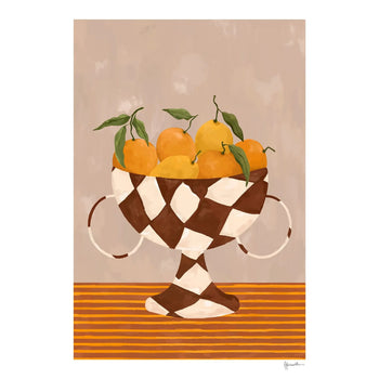 Lemons & Oranges in Checkered Vase Print 21cm x 29.7cm (A4)