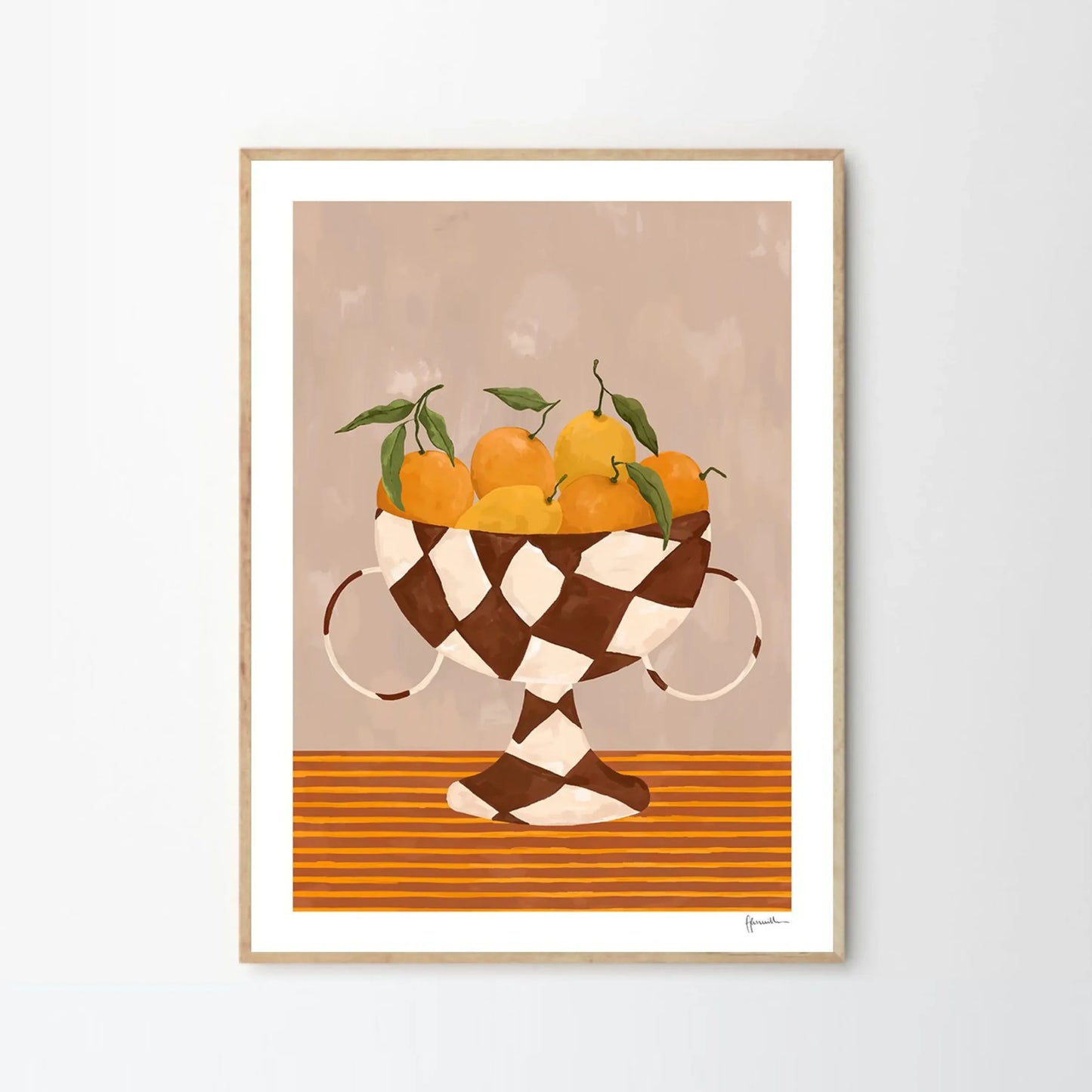 Lemons & Oranges in Checkered Vase Print 40cm x 50cm