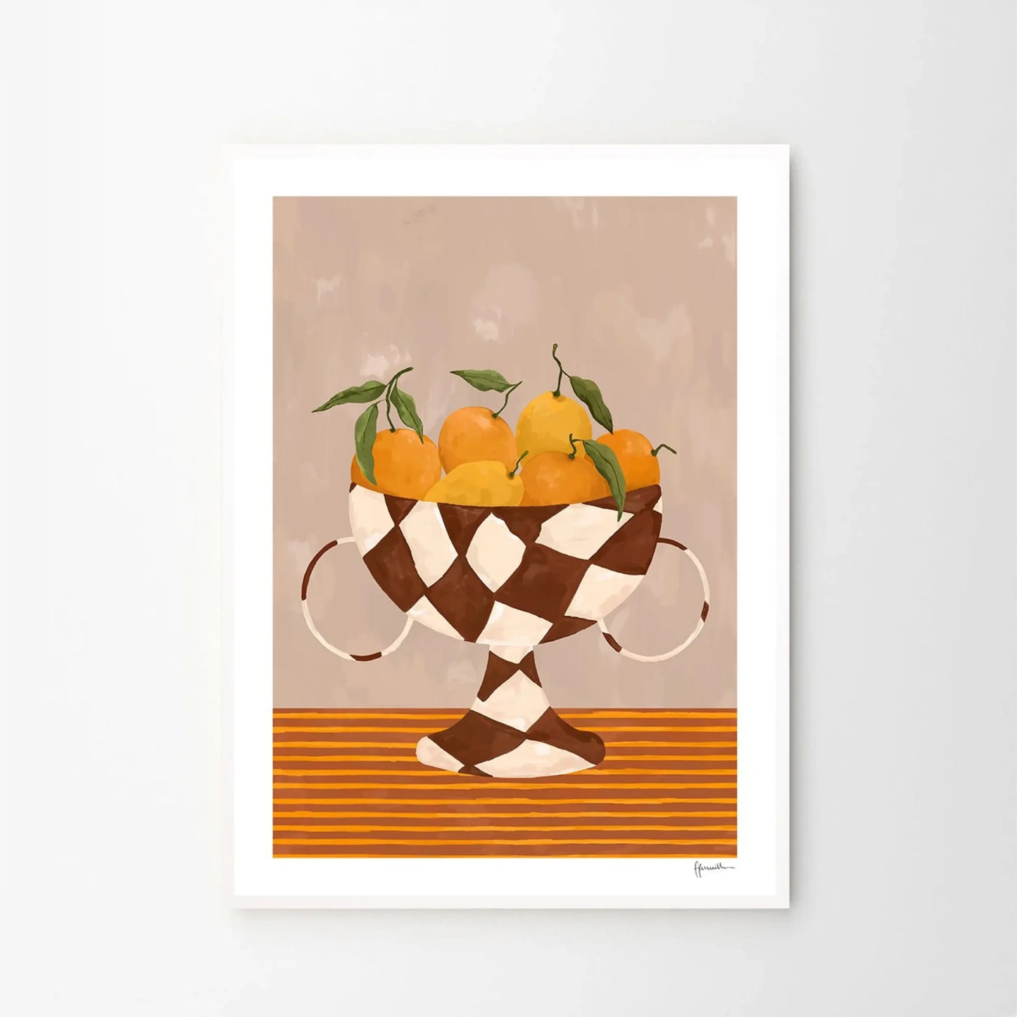 Lemons & Oranges in Checkered Vase Print 40cm x 50cm