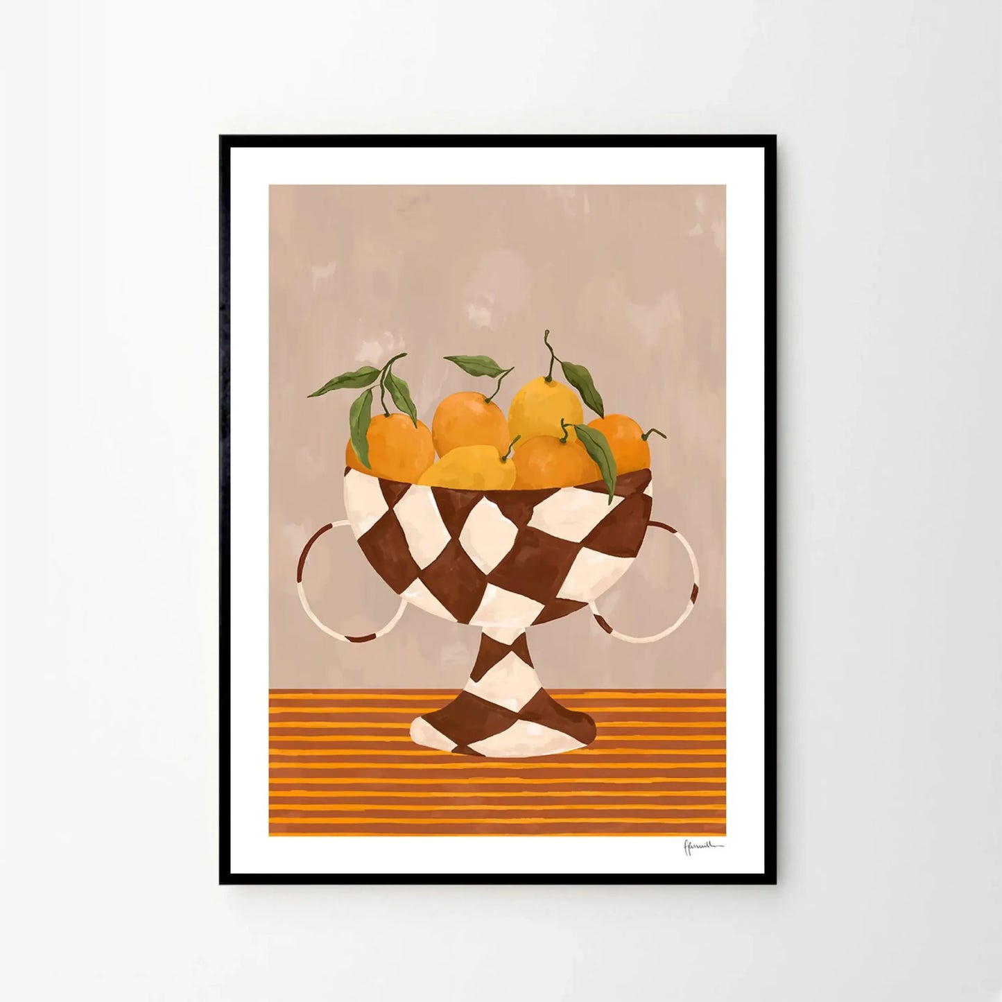 Lemons & Oranges in Checkered Vase Print 30cm x 40cm